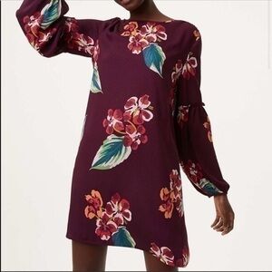 Loft Autumn Ruffle Blouson Dress Size XS